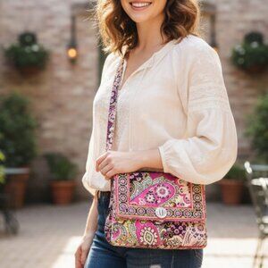 Vera Bradley Very Berry Purse/Crossbody Bag-back pocket, zip pocket+2 more